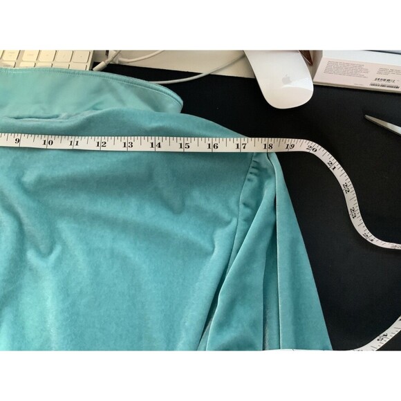 Soft Surroundings Women’s XL Velvet Boyfriend Button Down Blue Long Tunic Top - Picture 5 of 10